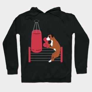 Boxing Boxer Dog Hitting A Punching Bag Hoodie